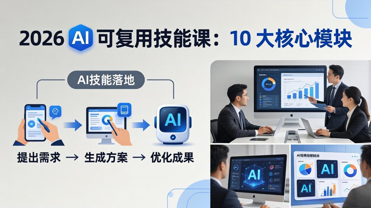 3e7b4bc8bfb1cb4215177b8c00999e56.jpeg 2026AI可复用技能-4月新课:10大核心模块,手把手教你把AI用进工作、产出成果
