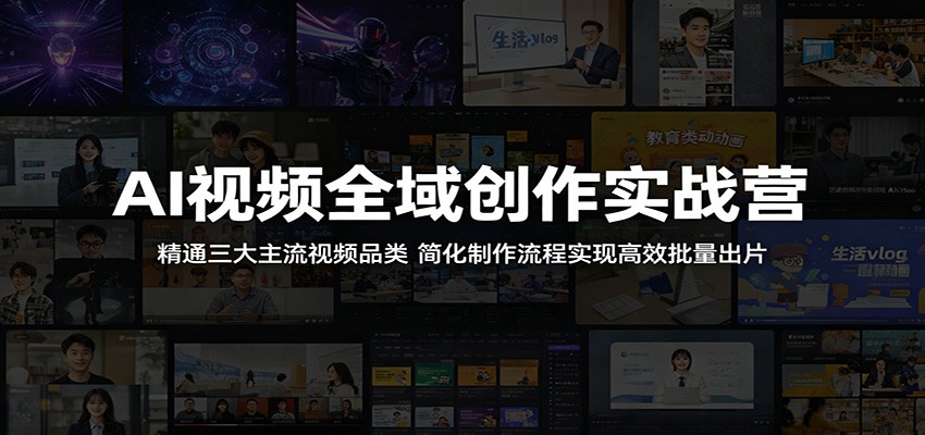 AI视频全域创作实战营:精通三大主流视频品类,简化制作流程实现高效批量出片-鼎铸网