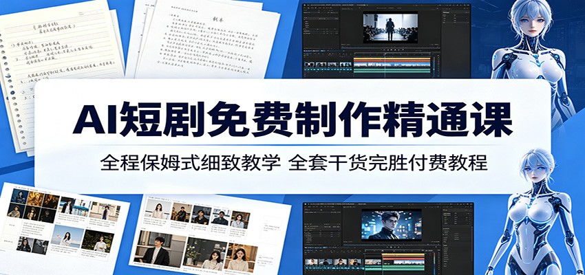 AI短剧免费制作精通课:全程保姆式细致教学,全套干货完胜付费教程-鼎铸网