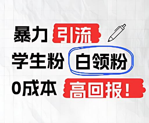 暴力引流学生粉白领粉,吊打以往垃圾玩法,0成本,高回报-鼎铸网