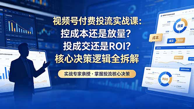 视频号付费投流实战课-5月:控成本还是放量?投成交还是ROI?核心决策逻辑全拆解-鼎铸网