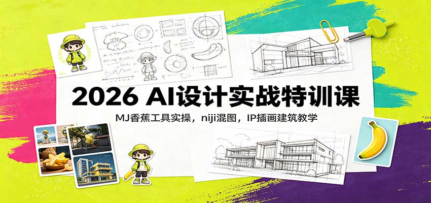2026 AI设计实战特训课：MJ香蕉工具实操，niji混图，IP插画建筑教学-鼎铸网