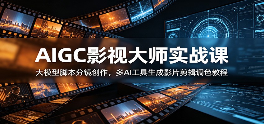 AIGC影视大师实战课：大模型脚本分镜创作，多AI工具生成影片剪辑调色教程-鼎铸网