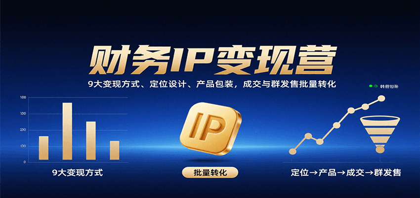 财务IP变现营：9大变现方式、定位设计、产品包装，成交与群发售批量转化-鼎铸网