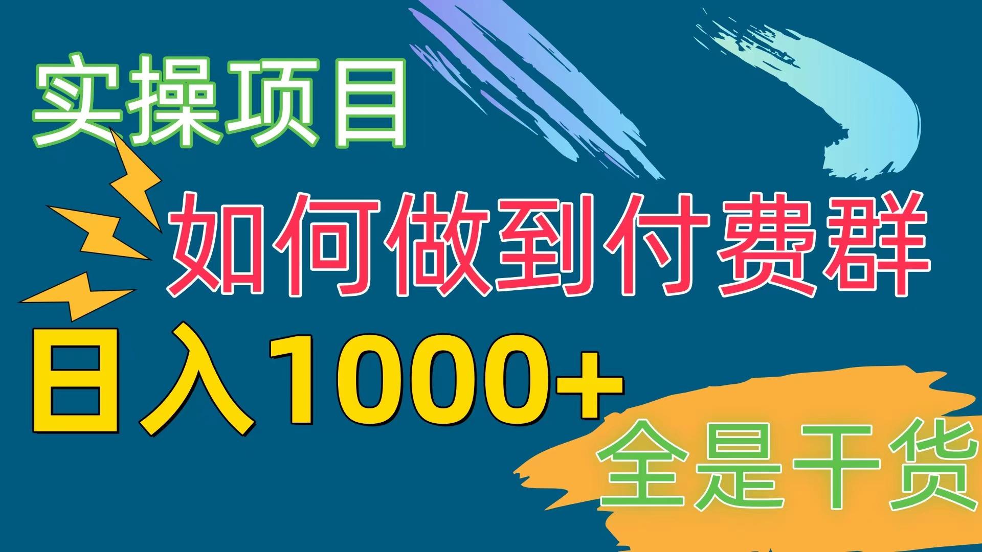 [实操项目]付费群赛道，日入1000+-鼎铸网