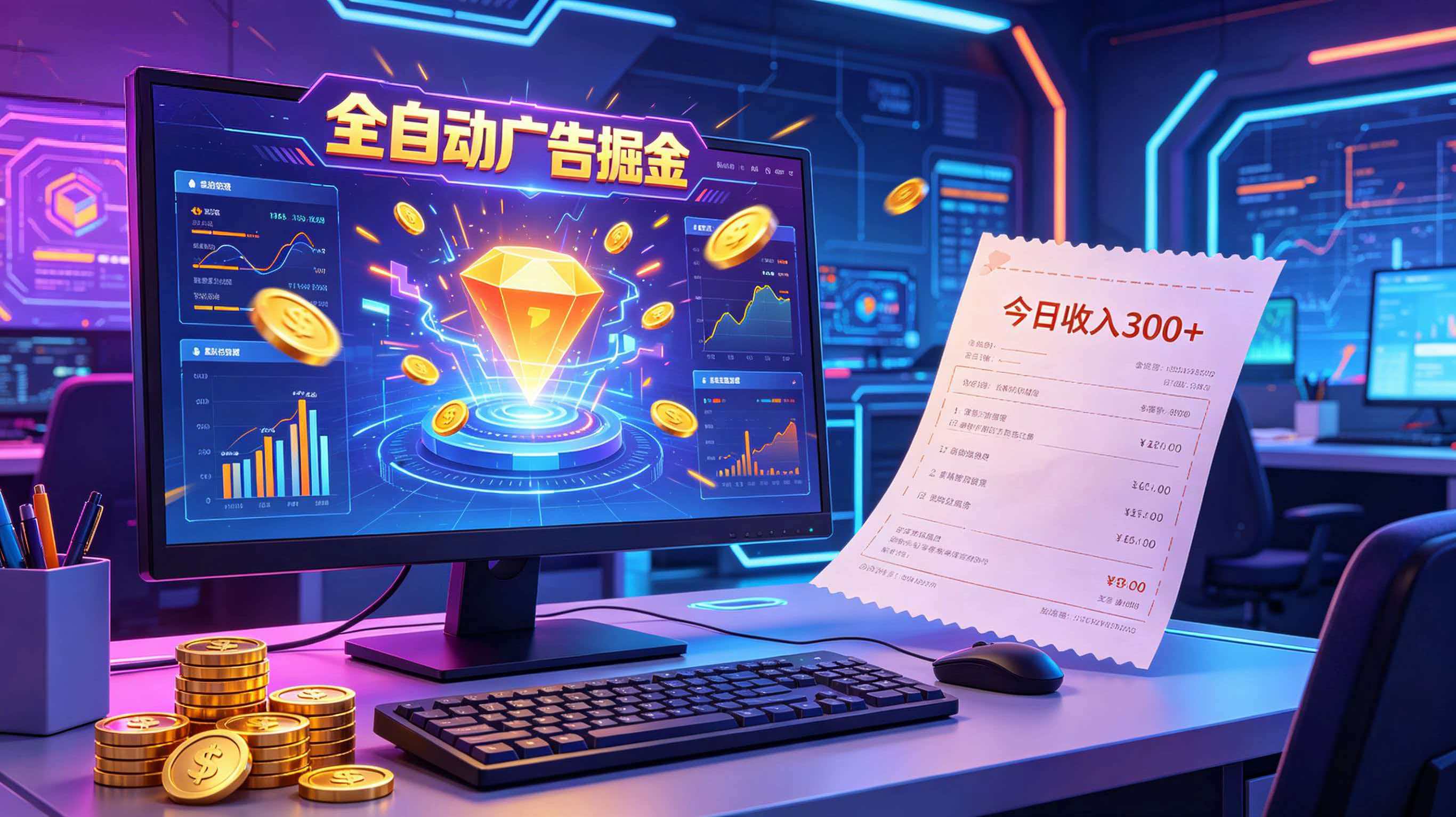 全自动广告掘金，日入300+。全程Ai自动化运行，解放双手，时间自由。收益稳定-鼎铸网