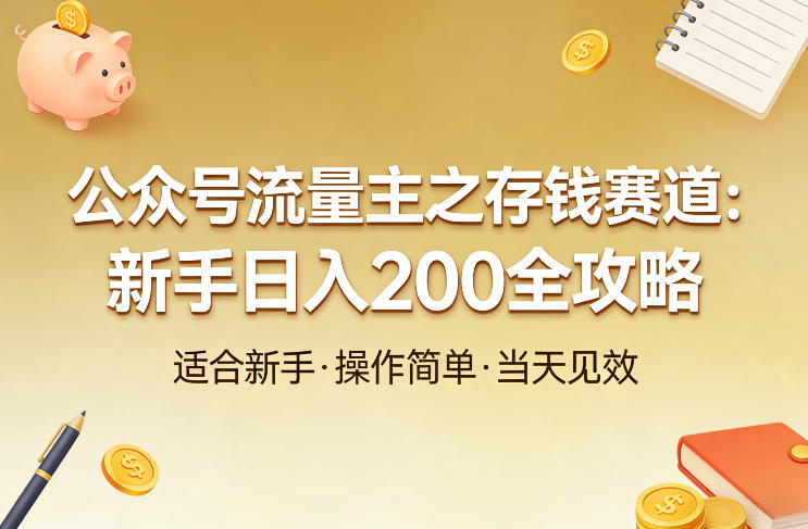 公众号流量主之存钱赛道，贴合当下需求，适合新手，一天收益2张-鼎铸网