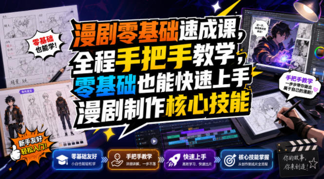 4088845fe6a61fb94ddef7884e6ca263.jpeg 漫剧零基础速成课,全程手把手教学,零基础也能快速上手漫剧制作核心技能