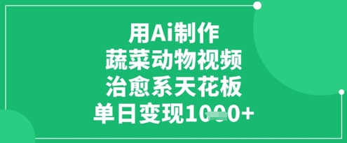 用Ai制作蔬菜动物视频，治愈系天花板，单日变现1k-鼎铸网