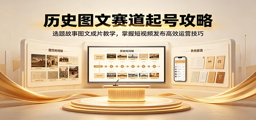 历史图文赛道起号攻略:选题故事图文成片教学,掌握短视频发布高效运营技巧-鼎铸网