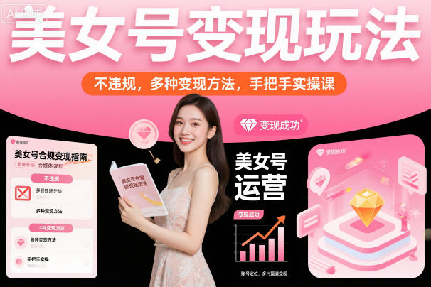 美女号变现玩法，不违规，多种变现方法，手把手实操课-鼎铸网