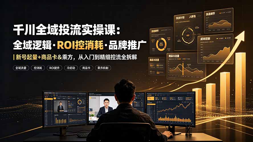 411426093c106b7f2ab86f5f27fd5014.jpeg 千川全域投流实操课:全域逻辑·ROI控消耗·品牌推广|新号起量+商品卡&乘方,从入门到精细控流全拆解