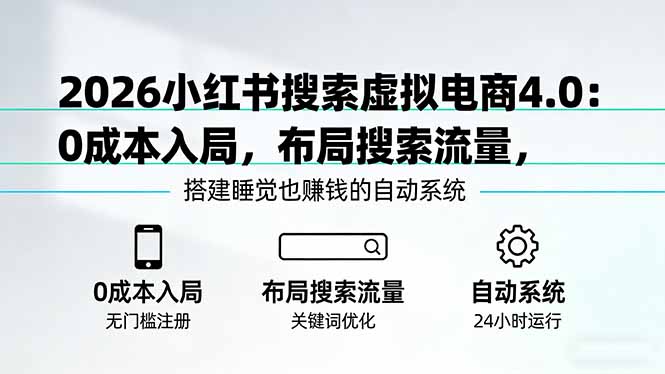 41ad4e77c1268776040efc7c5b4fb86b.jpeg 2026小红书搜索虚拟电商4.0:0成本入局,布局搜索流量,搭建睡觉也赚钱的自动系统