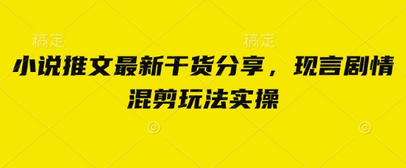 小说推文最新干货分享，现言剧情混剪玩法实操-鼎铸网