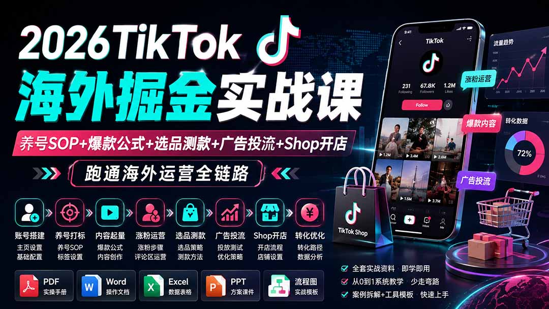 41d14d9835a876d862056af2865aa36b.jpeg 2026TikTok海外掘金实战课——养号SOP+爆款公式+选品测款+广告投流+Shop开店,跑通海外运营全链路