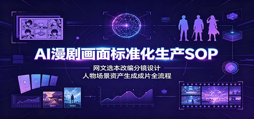 AI漫剧画面标准化生产SOP:网文选本改编分镜设计,人物场景资产生成成片全流程-鼎铸网