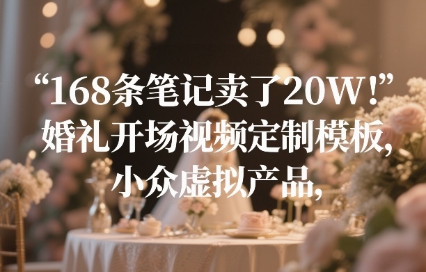 421dcae951ccb694b829a176ed47e1af.jpeg 168条笔记卖了20W!婚礼开场视频定制模板,小众虚拟产品