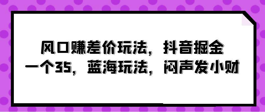 (10022期)风口赚差价玩法，抖音掘金，一个35，蓝海玩法，闷声发小财-鼎铸网