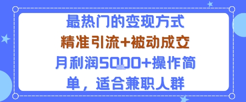 小众赛道玩法:当下最热门的变现方式,精准引流+被动成交月利润5k+操作简单,适合兼职人群-鼎铸网