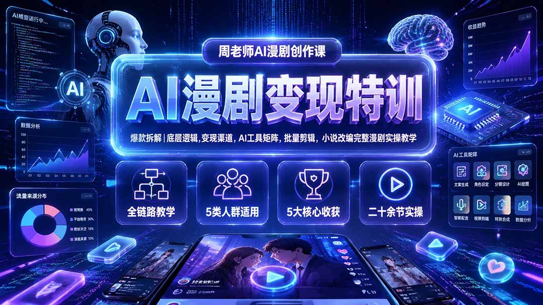 AI漫剧变现特训★爆款拆解|底层逻辑,变现渠道,AI工具矩阵,批量剪辑,小说改编完整漫剧实操教学-鼎铸网