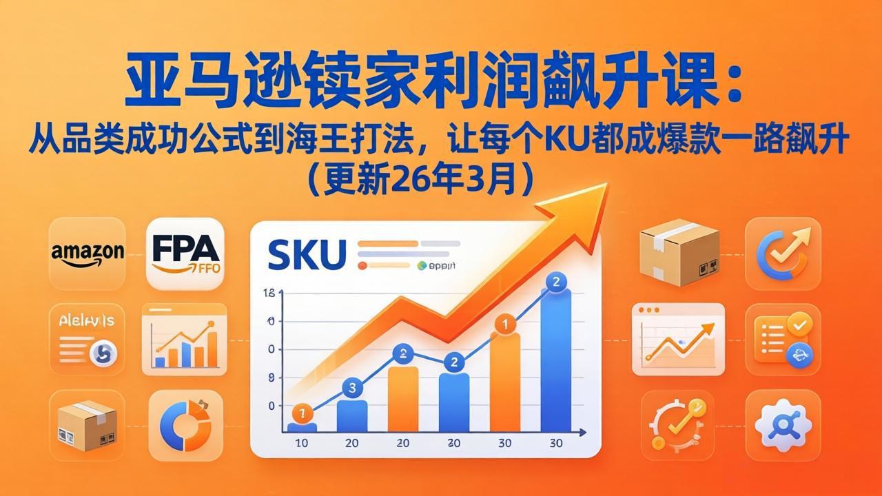 亚马逊卖家利润飙升课：从品类成功公式到海王打法，让每个SKU都成爆款一路飙升(更新26年3月-鼎铸网