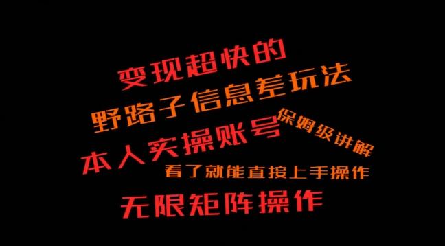 变现超快的野路子信息差玩法，本人实操账号保姆级讲解-鼎铸网