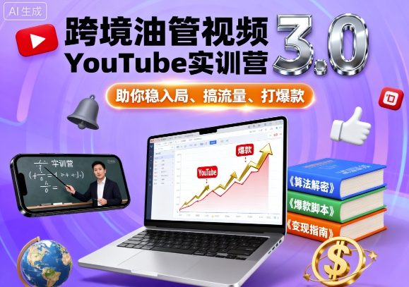 跨境油管视频YouTube实训营3.0，助你稳入局、搞流量、打爆款-鼎铸网