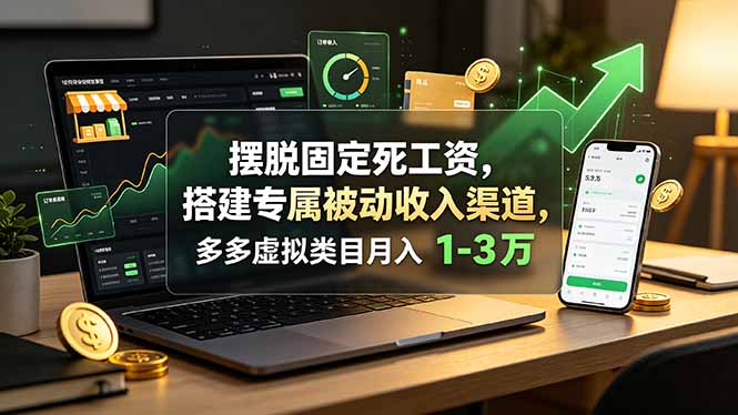 45e57dc5b40220775ab5c49be98bbe54.jpeg 摆脱固定死工资,搭建专属被动收入渠道,多多虚拟类目月入 1-3 万