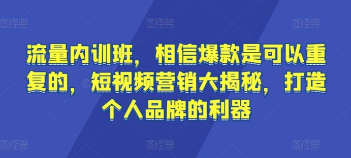 45eaaef471a3d72f4ae93153d0ec4989.jpeg 流量内训班,相信爆款是可以重复的,短视频营销大揭秘,打造个人品牌的利器