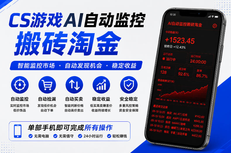 CS游戏AI自动监控搬砖淘金,稳定运行多年,支持任何形式验证,日入300+【揭秘】-鼎铸网