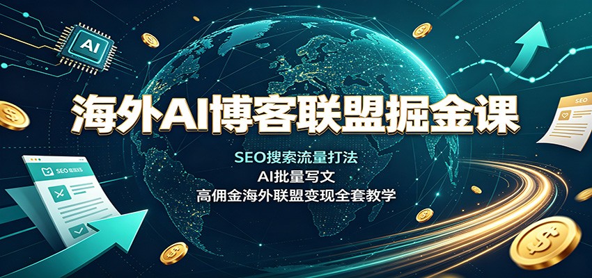 海外AI博客联盟掘金课：SEO搜索流量打法，AI批量写文，高佣金海外联盟变现全套教学-鼎铸网