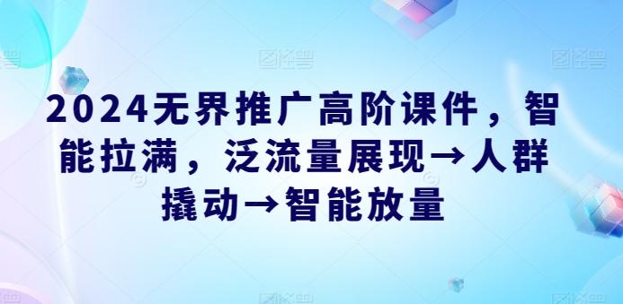 46c2ed7ddc4e3e8d1f07e7e448bb3b21.jpeg 2024无界推广高阶课件,智能拉满,泛流量展现→人群撬动→智能放量