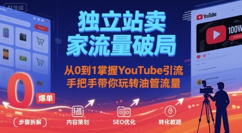 独立站卖家流量破局:从0到1掌握YouTube引流,手把手带你玩转油管流量-鼎铸网