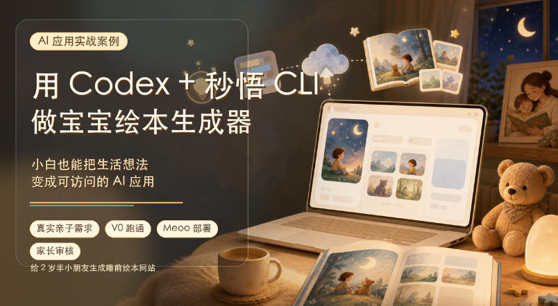 4733f5abfe4fd2bb5e095326b2081981.jpeg AI应用实战案例,用Codex+秒悟CLl做宝宝绘本生成器,小白也能把生活想法变成可访问的AI应用