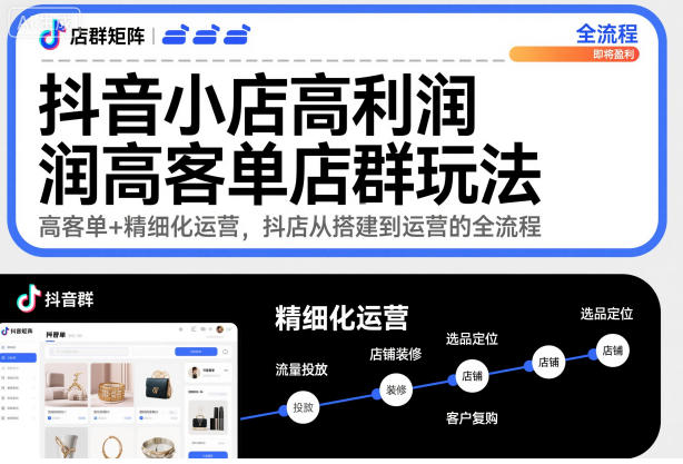 抖音小店高利润高客单店群玩法，高客单+精细化运营，抖店从搭建到运营的全流程(更新)-鼎铸网