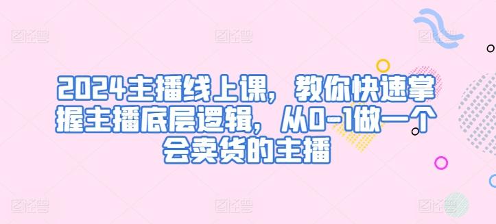 2024主播线上课，教你快速掌握主播底层逻辑，从0-1做一个会卖货的主播-鼎铸网