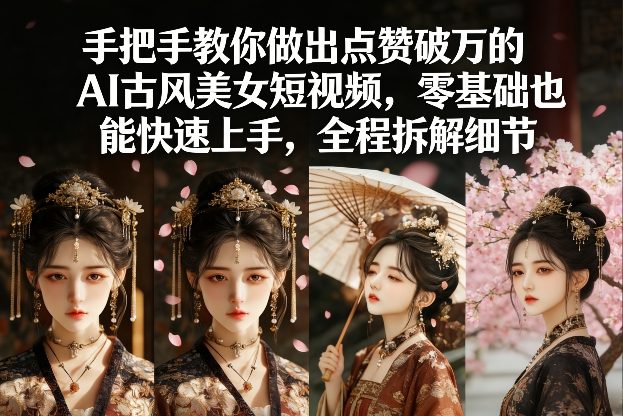 手把手教你做出点赞破万的AI古风美女短视频，零基础也能快速上手，全程拆解细节-鼎铸网