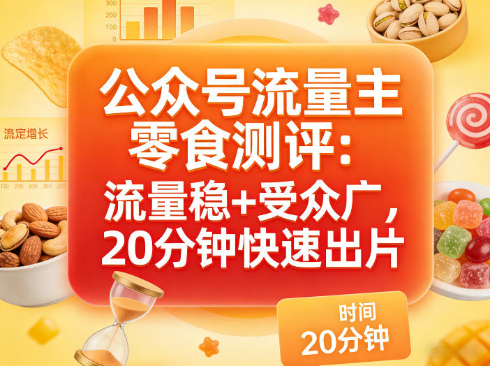 公众号流量主之零食测评赛道,流量稳+受众广,20分钟一条作品-鼎铸网