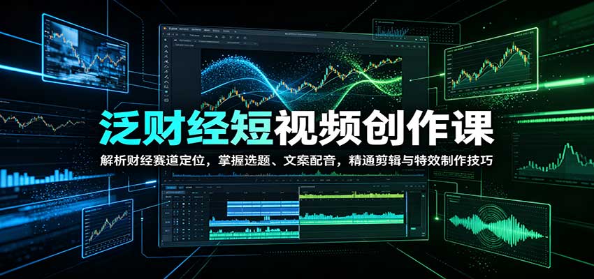 泛财经短视频创作课:解析财经赛道定位,掌握选题、文案配音,精通剪辑与特效制作技巧-鼎铸网