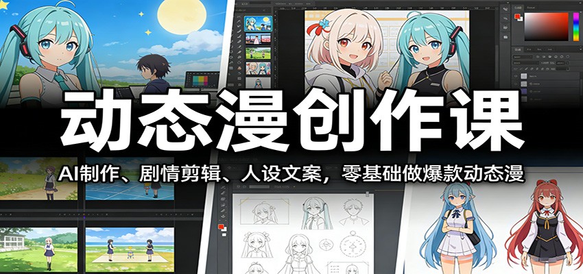 动态漫创作课：AI制作、剧情剪辑、人设文案，零基础做爆款动态漫-鼎铸网