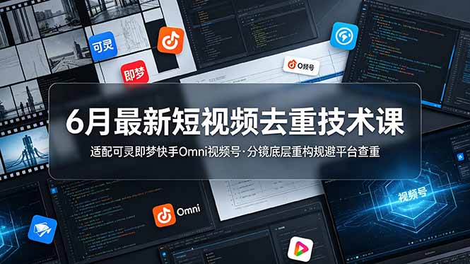 6月最新短视频去重技术课，适配可灵即梦快手Omni视频号，分镜底层重构规避平台查重-鼎铸网