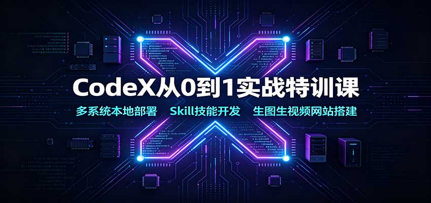 CodeX从0到1实战特训课：多系统本地部署，Skill技能开发，生图生视频网站搭建-鼎铸网