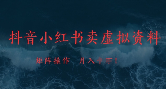 抖音小红书卖虚拟资料，市场需求一直存在，矩阵操作，月入1w+-鼎铸网