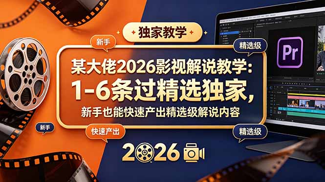 某大佬2026影视解说教学：1-6条过精选独家，新手也能快速产出精选级解说内容-鼎铸网