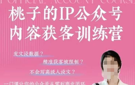 桃子IP公众号内容获客训练营(第3期)，一门让你公众号从0到商业闭环的课程-鼎铸网