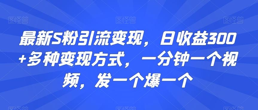 499a6ed05f2b4ea5bde932d290eb22e1.jpeg 最新S粉引流变现,日收益300+多种变现方式,一分钟一个视频,发一个爆一个【揭秘】