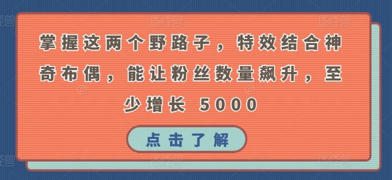 49cac3bad071082b16d1f52feb56cf16.jpeg 掌握这两个野路子,特效结合神奇布偶,能让粉丝数量飙升,至少增长 5000【揭秘】