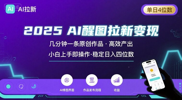 4a887910550b122120b9dd5947059751.jpeg 2025最强AI醒图拉新,几分钟一条原创作品,单日收入4位数,小白也能上手操作