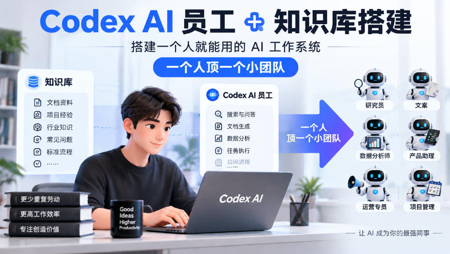Codex AI员工+知识库搭建,搭建一个人就能用的AI工作系统,一个人顶一个小团队-鼎铸网