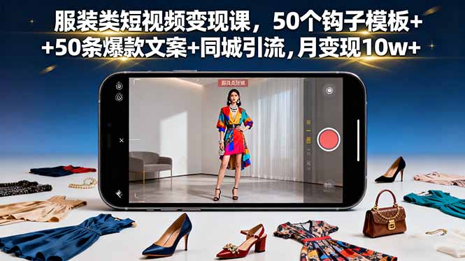 4aa85145c51e8db4ce2338b23194dbd9.jpeg 服装类短视频变现课,50个钩子模板+50条爆款文案+同城引流,月变现10w+